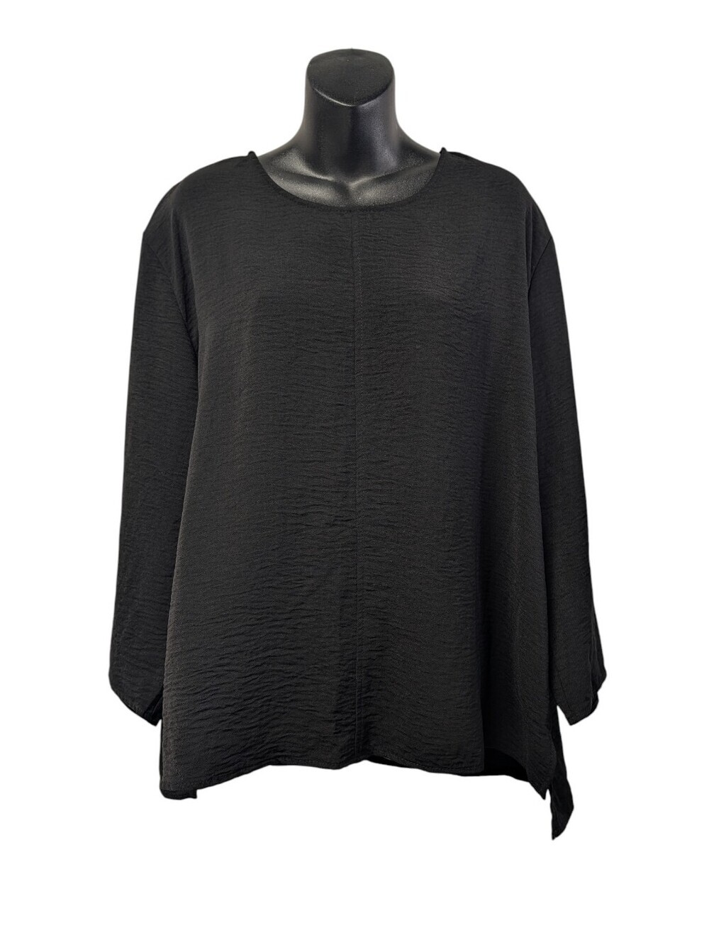 nlt Women's Black Button Keyhole Neck 3/4 Sleeve Sleeve Top  Blouse Size 2XL